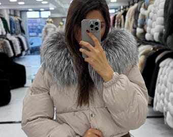 Real Fox Fur Puffer Jacket – Women's Winter Coat