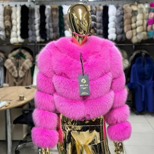 Luxury Pinky Fox Fur Jacket  - Real Fox Fur - Genuine Original Fox Skin Jacket - Stylish Lux Fox Coat - Perfect Gift For Valentine's Day