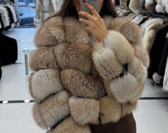 Luxury Fox Fur Overcoat: Short Winter Coat