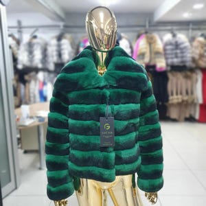 Fantastic Real Rex Fur Coat - Original Rex Skin - Luxury Rex Fur Jacket - Elegant Women&#39;s Fur Overcoat- Perfect Gift - Valentine&#39;s Day