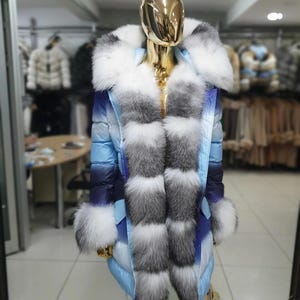 Waterproof Puffy Parka with Natural Fox Fur - Woman&#39;s Luxury Coat