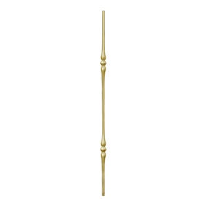 Double Hammer Iron Baluster | 9/16" Round Solid | Brass Gold