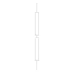 Double Rectangle Iron Baluster | 1/2" Square Hollow Metal Insert | 2.25" Width x 24" Length | Matte White