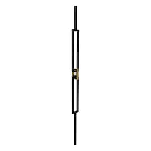 Double Rectangle Gold Link 1/2" Hollow Metal Insert Square Shaft Baluster (Flat Black)