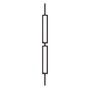 Double Rectangle Iron Baluster | 1/2" Square Hollow Metal Insert | 2.25" Width x 24" Length | Oil Rubbed Bronze