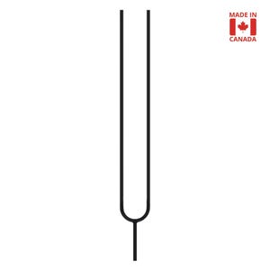 Balaustre plano de acero negro con eje de diapasón en forma de U (4,125" de ancho), fabricado en Canadá.