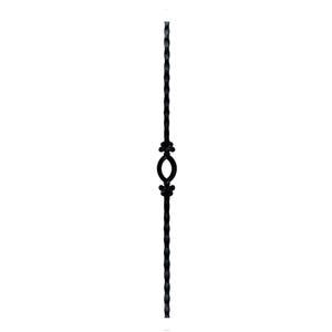Single Oval Hammer Iron Baluster | 1/2" Square Solid