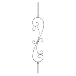 Flower Iron Baluster | 1/2" Square Solid | Pearl Silver