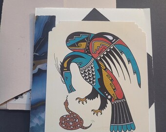 Colorful greeting card, homemade, native american, unique