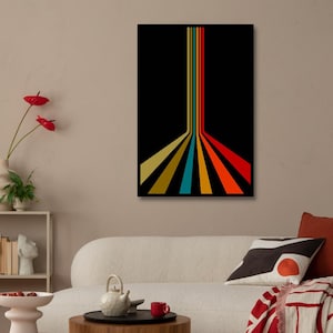 Arte vintage de los 70: impresiones en lienzo de arte mural de mediados de siglo con estética retro y estilo bohemio abstracto.