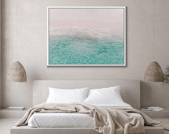 Aerial Pastel Ocean Wave Art | Framed Canvas - Ready to Hang