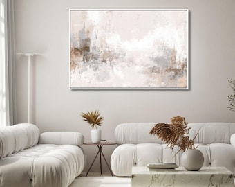 Beige, Gray, and White Neutral Abstract Wall Art