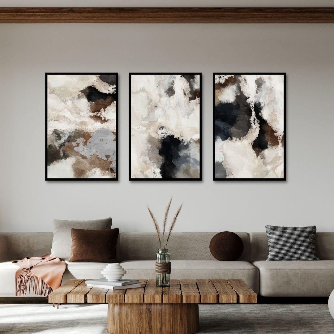 Abstract Neutral Wall Art Triptych Set of 3, Earth Tone Canvas Prints ...