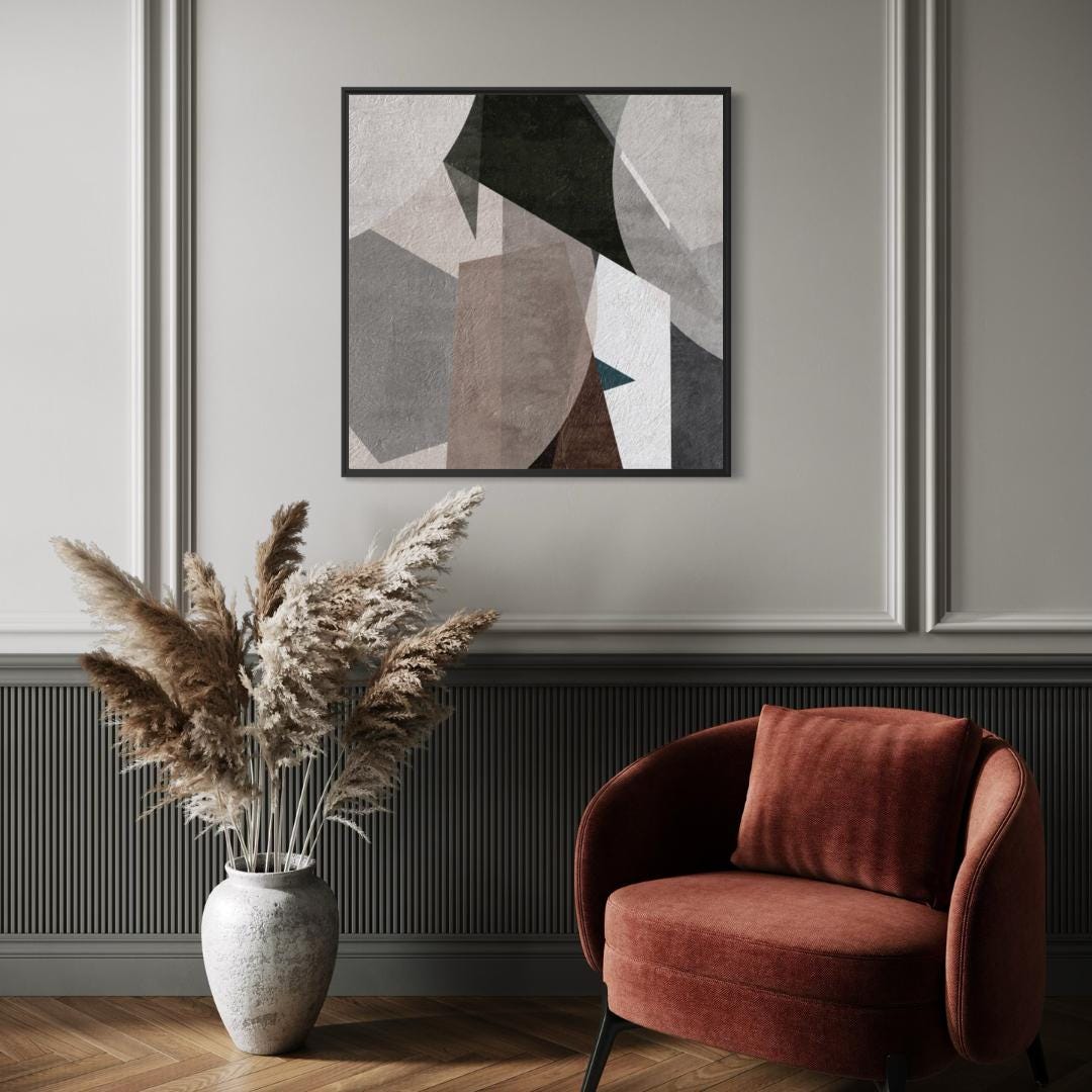 Neutral Geometric Abstract Art - Style A - Framed Canvas Wall Art - Etsy