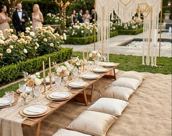 Handcrafted Wood Foldable Table, Boho Picnic Event Furniture, Rustic Wedding Outdoor Dining