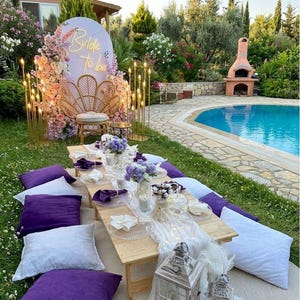 Table en bois pliable bohème fabriquée à la main, meubles de pique-nique de mariage rustiques