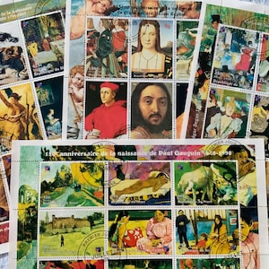 Kunststempel - Gauguin, Degas, Raphael, Delacroix- Mint Sheets MIX - Philatelie, Kunst, Decoupage, Mixed Media Journals, Collage, Scrapbook