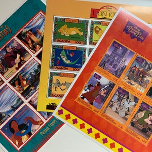 DISNEY Postzegels - Mint ongebruikte vellen MIX - Cartoons filatelie postzegels voor kunst, decoupage, mixed media tijdschriften