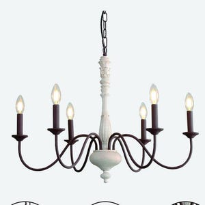6-Light Farmhouse Chandelier Vintage Candle Dining Room Lighting Fixture, French Country Chandelier