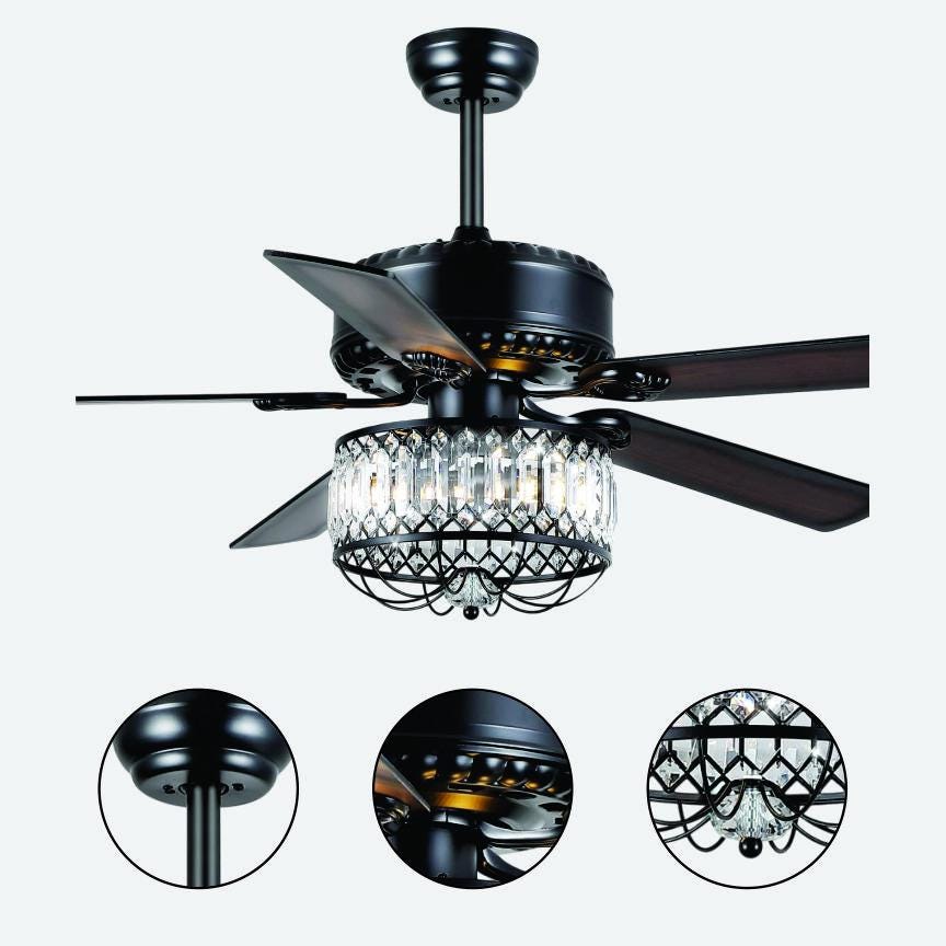 Ventilatore da soffitto con lampadario da interno da 52 pollici con luce, ventilatori da soffitto in stile fattoria con telecomando, ventilatori da so