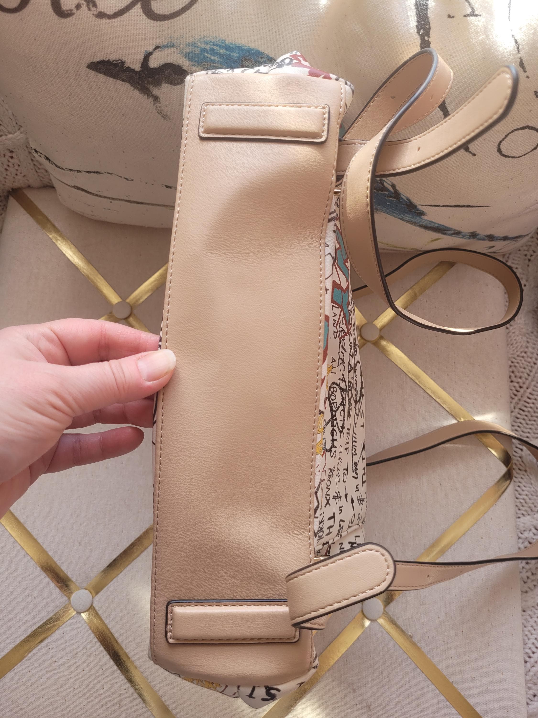 DKNY Tilly Graffiti Fold Over Adjustable Backpack Purse 
