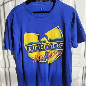 Wu-Tang WuTang Gang New York T Shirt Blue Cotton Gap Rap Graphic Design Dance Hip Hop Group Size M