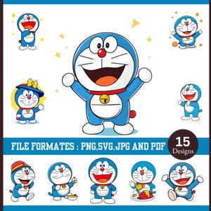 Cartoon Doraemon Png Bundle- Cartoon Jpg Bundle- 15 Doraemon Mega Bundle PNG- Instant Download- Cut Files- Comes with SVG, Png, Jpg, PDF