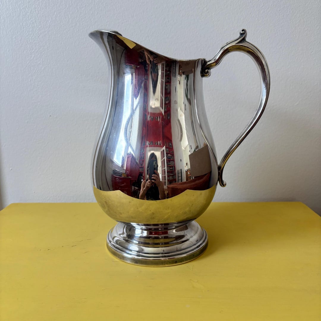 Vintage Silver Plate Pitcher | Classic Pedestal Water Jug | Elegant ...