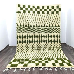 Amazing Multicolored Rug -Custom Green rug - Moroccan rug Green, Authentic Berber Rug, Wool Rug Green,Moroccan Handmade rug