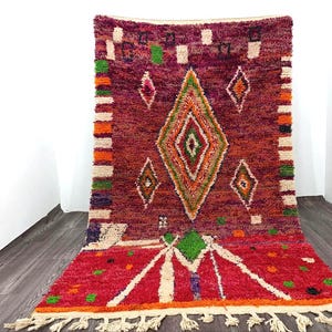 Gorgeous Handmade Moroccan Bohemian Shag Rug- Custom Fabulous Boujaad Rug.Unique multicolored rug -Custom Moroccan Rug-Large Area Rug