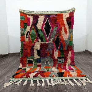 Handmade Beni Ourain Moroccan Rug: Orange Berber Wool Carpet
