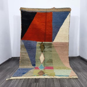 Amazing Multicolored orange Rug -Custom Fabulous Boujaad Rug -Gorgeous Beni Ourain Rug,Moroccan orange Rug , berber Colorful Runner Rug ,