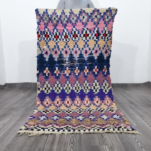 Hand-Knotted Moroccan Runner Rug: Soft Wool Berber Design (87x184cm)
