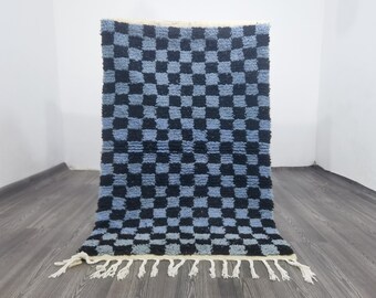 手織りモロッコベルベルウールラグ、オレンジと白のチェック柄 - Etsy 日本