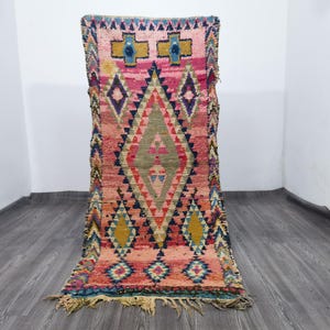 Hand-Knotted Moroccan Runner Rug: Soft Wool Berber Design (92x206cm)