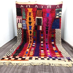 Moroccan Berber Rug, Authentic Berber Rug , Bohemian Style Rug For Living Room ,Amazing Multicolored Rug-Handmade Wool Rug-Berber Carpet