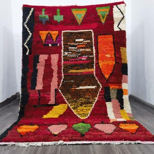Handmade Wool Moroccan Rug: Orange Beni Ourain Boujaad Carpet