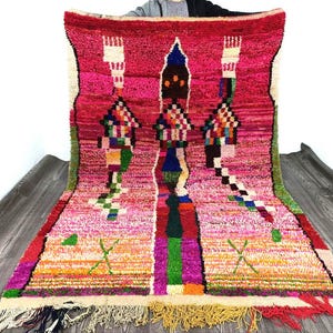 Custom Fabulous Boujaad Rug , Amazing Multicolored Rug ,-Gorgeous Beni Ourain Rug,Berber Carpet.Moroccan Pink Rug ,Wool Shaggy Rug