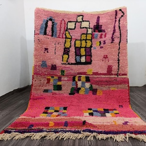 Handgefertigter Marokkanischer Woll Teppich: Mehrfarbiger Boho Teppich