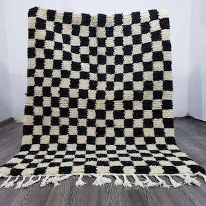 Custom Black and white checker rug, Moroccan Berber checkered rug - Checkerboard Runner - Checkered Runner - Free shipping, beautiful rugs