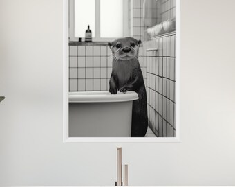 Funny Otter Bathroom Print: Cheeky Animal Wall Art (Digital Download)