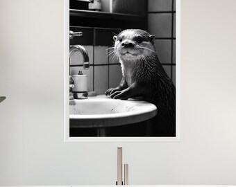 Funny Otter Bathroom Print: Cheeky Animal Wall Art (Digital Download)