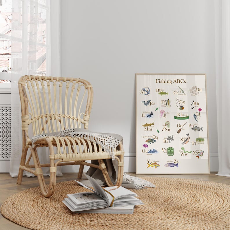 Fishing Alphabet Nursery Print, Digital Poster, ABC Print, Toddler ...