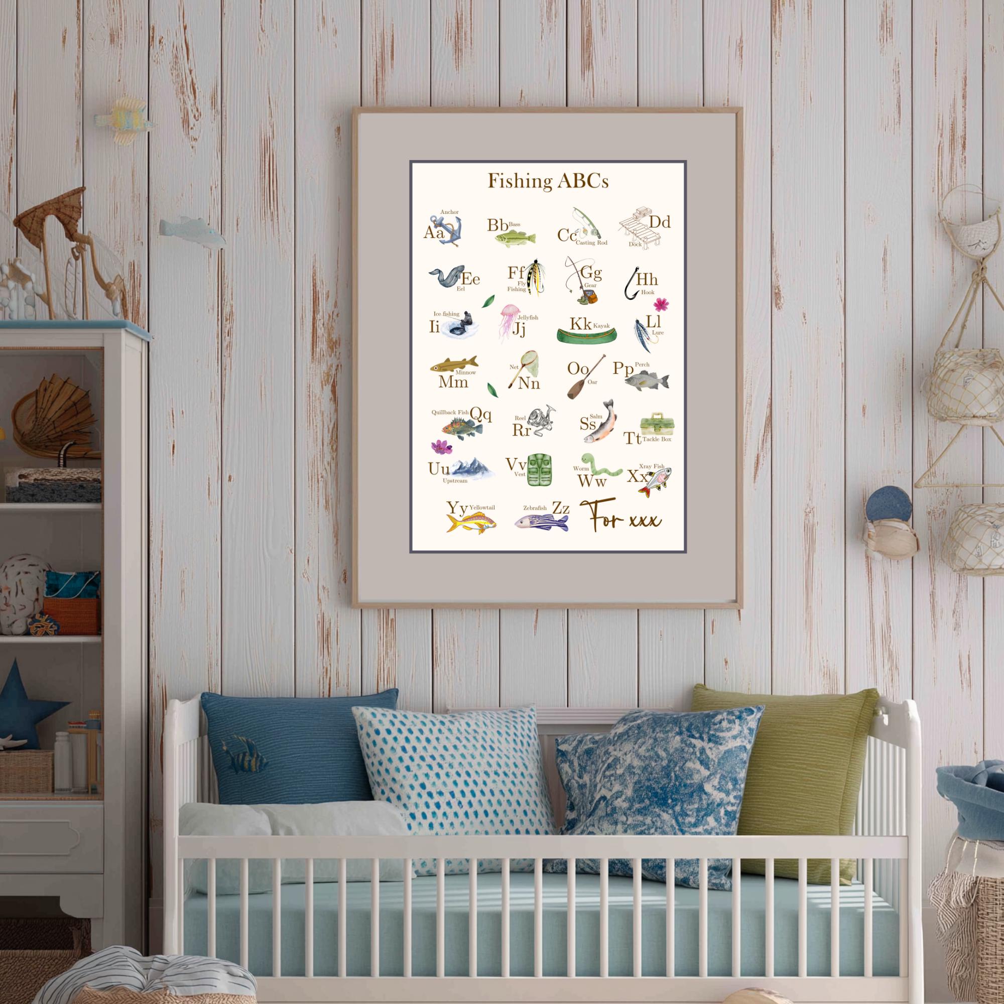 Fishing Alphabet Nursery Print, Digital Poster, ABC Print, Toddler ...