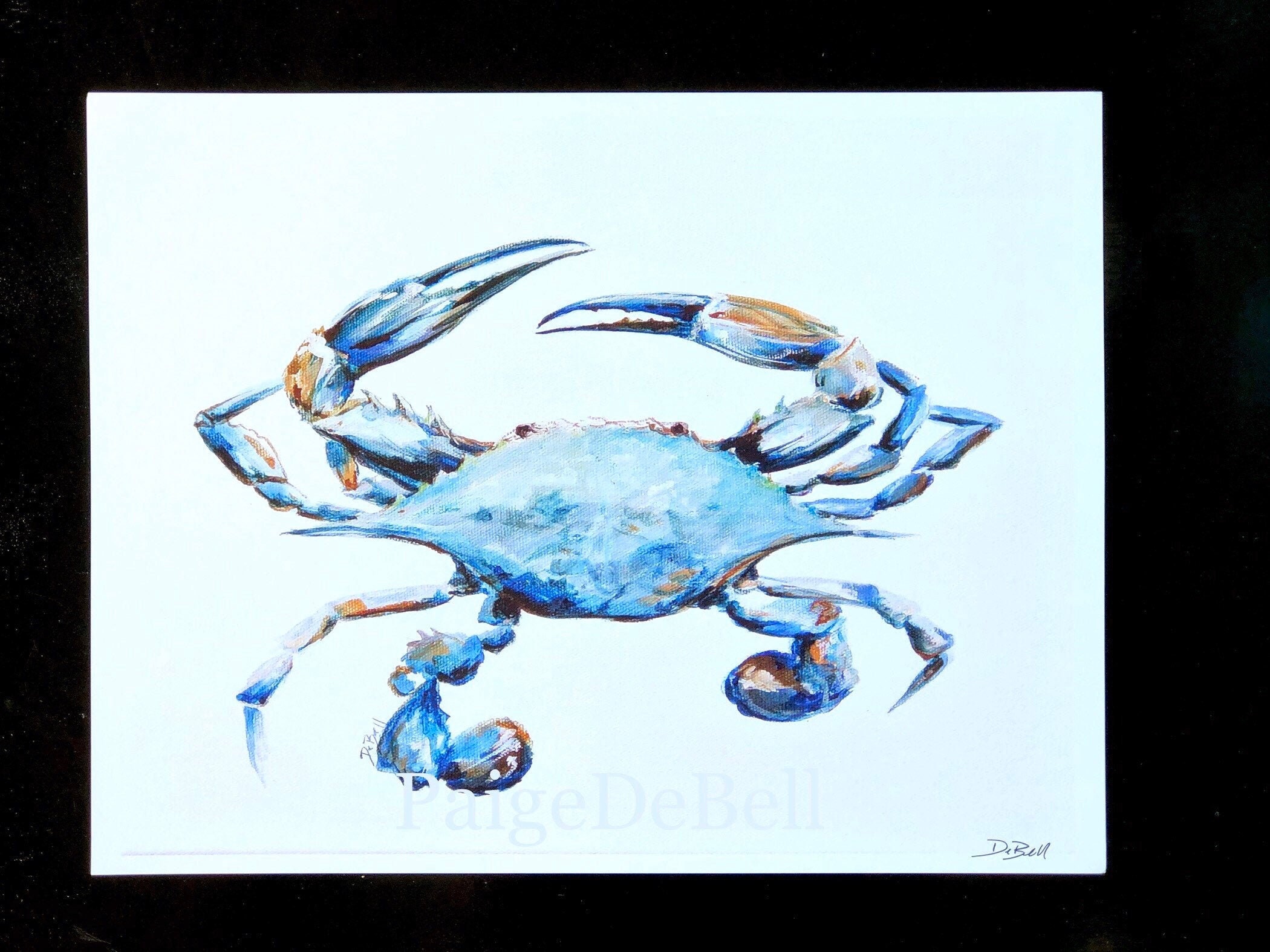 Paige DeBell BABY BLUE CRAB Painting** 11 x14 Print of my original Crab Painting by New Orleans artist