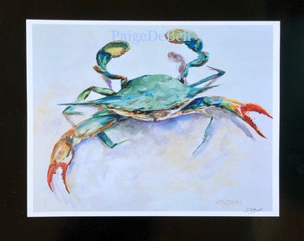 GRAND ISLE CRAB Painting** 11" x14" Print of my original Crab Painting by New Orleans artist, Paige DeBell