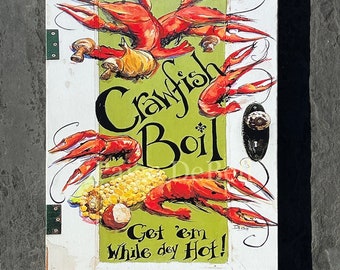 CRAWFISH BOIL Painting**Gallery Wrapped Giclee 20” x16" ** New Orleans artist,Paige DeBell