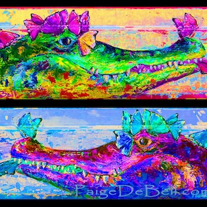 ALLY & GATOR ** 11&quot; x14&quot; Print of my original painting by New Orleans artist, Paige DeBell on Architectural Salvage