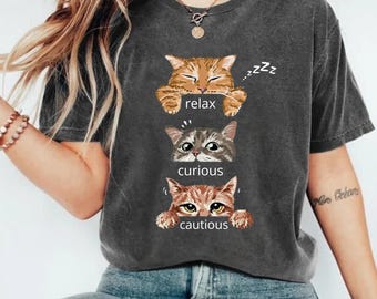 Lustiges Katzenshirt, Schwarzes Katzenshirt, Oranges Katzenshirt, Verrückte Katzenlady, Katzenmama Shirt, Silly Cat Meme Shirt, Geschenk für Katzenliebhaber, Trendy Haustier Shirt