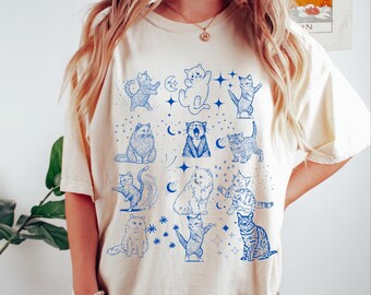 Katzen-Shirt, Katzen-Mama-Shirt, Katzen-Mama-T-Shirt, Katzenbesitzer-Geschenk, Katzenliebhaber-Shirt, Retro-Katzen-T-Shirt, Vintage Y2K-Shirt, süßes 90er-Jahre-Katzen-Shirt